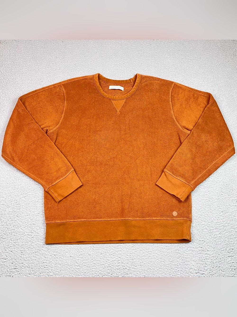 Outerknown High Tide Sweatshirt Men's Size XL Orange Terry Cloth Crewneck EUC